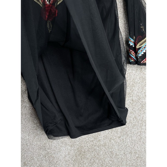 Vintage Collection Top Womens Large Tunic Black Bohemian Hippie Embroidered - Picture 10 of 10